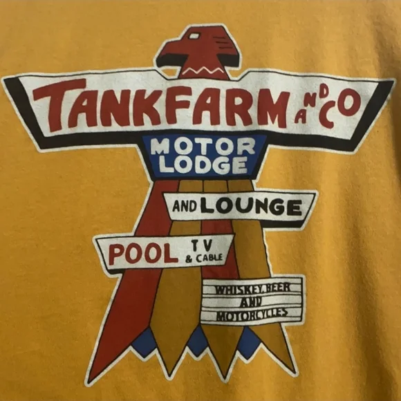 Tank Farm Short Sleeve Gold Graphic Tee Shirt Size L - Picture 4 of 5